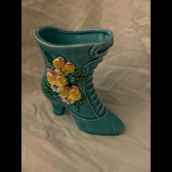 VTG Napco Blue Ceramic Floor Boot Planter - Picture 3 of 9